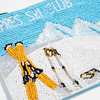 Seed Beaded Mountain Scene Coin Pouch | Après Ski Zip Pouch: MT / ONE