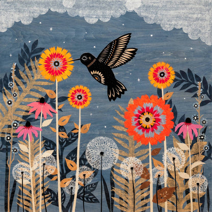 Silent Stars At Night I - 8 x 8 inch Cut Paper Art Print