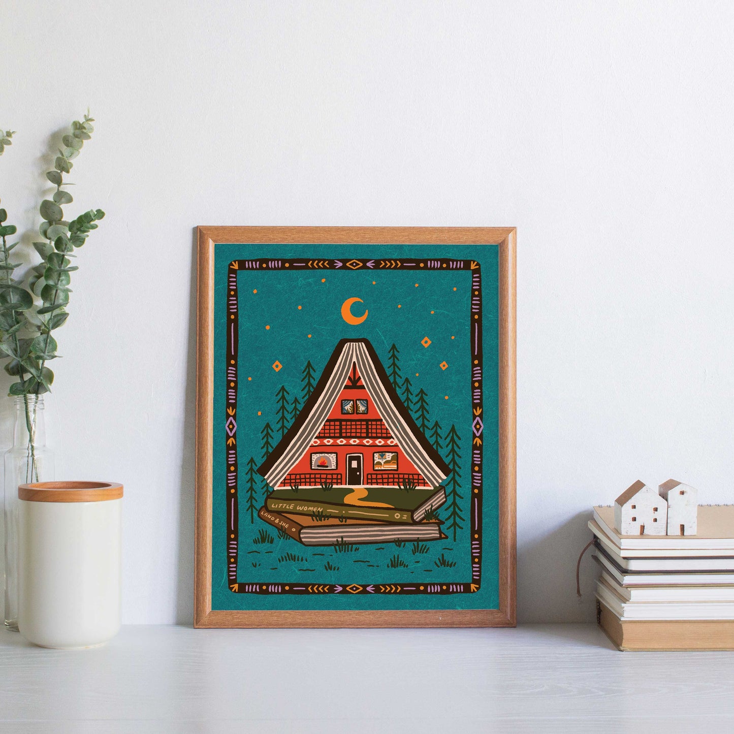 Red A-Frame Book Nook: 8x10