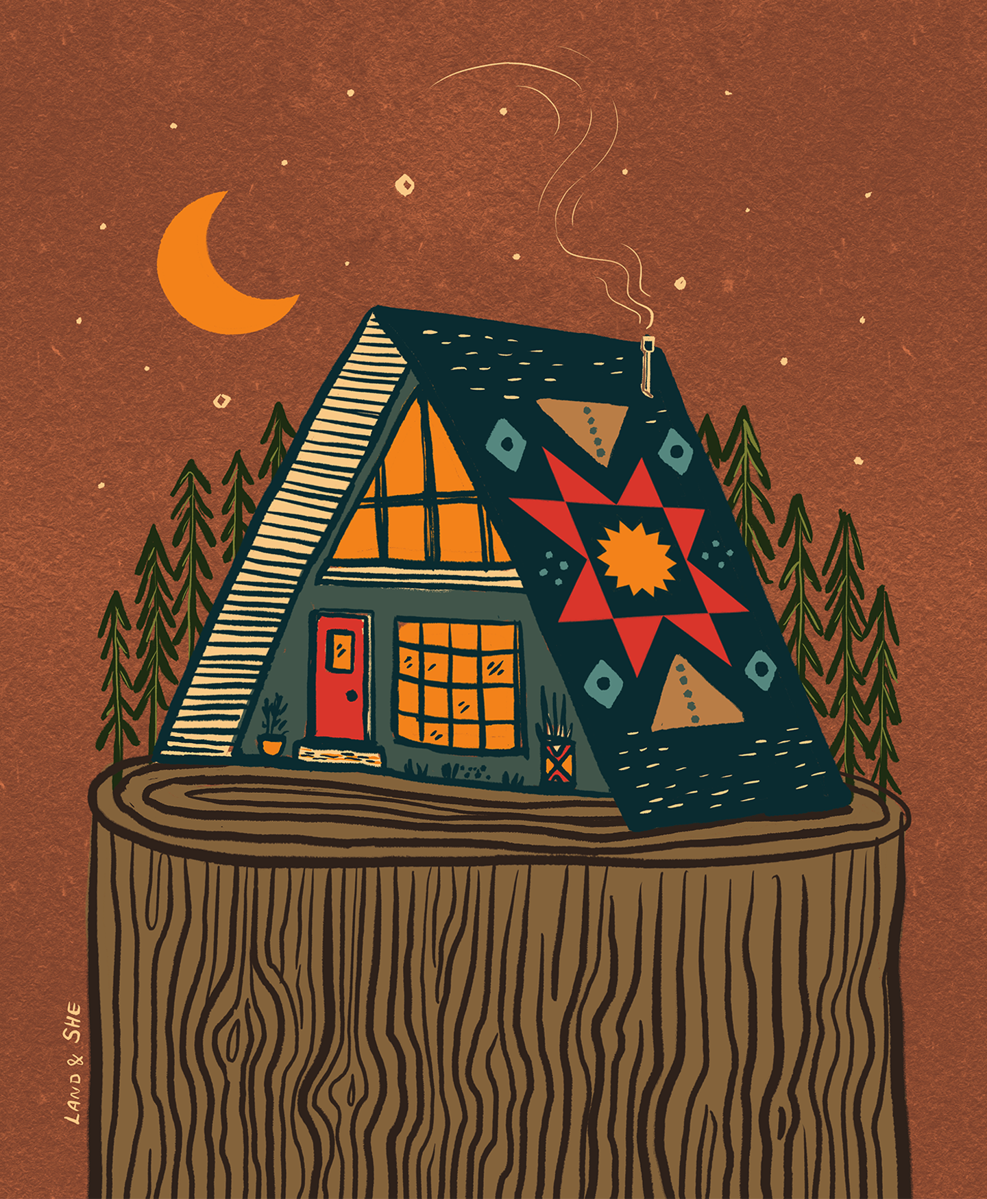 A-Frame Cabin On Tree Stump: 8x10