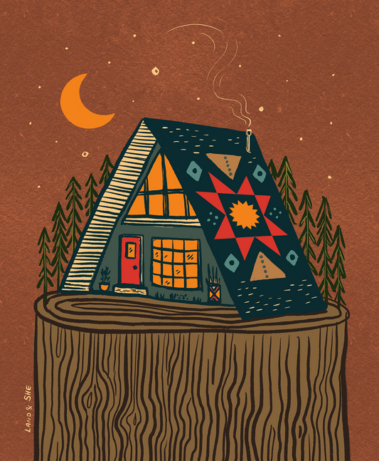 A-Frame Cabin On Tree Stump: 8x10
