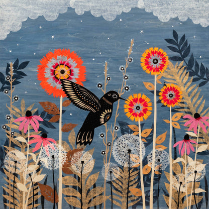 Silent Stars At Night III - 8 x 8 inch Cut Paper Art Print