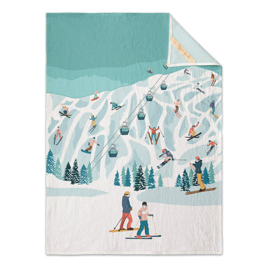 Whimsical Ski Flour Sack Kitchen Towel