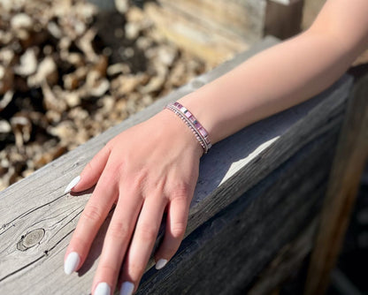 Mixed Purple Tila Bead Stacked Bracelet Set