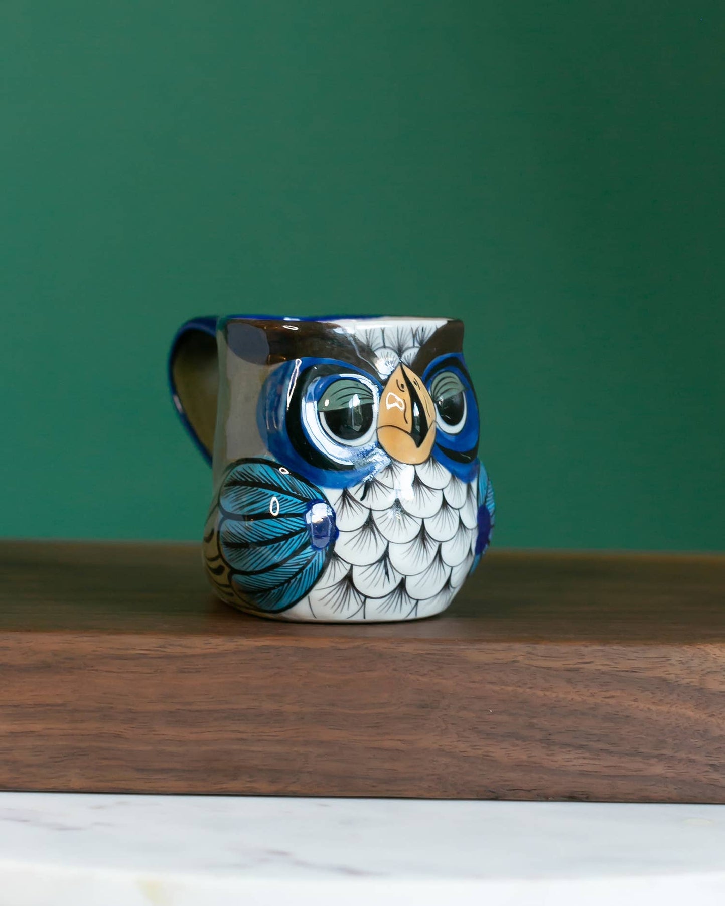Hand Painted Fair Trade Guatemalan Ceramic Owl Coffee Mug