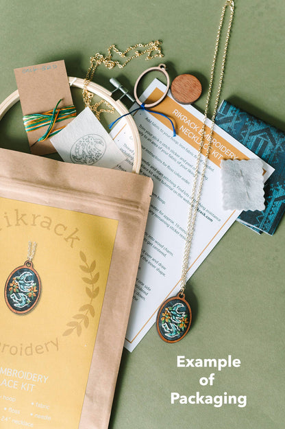 Folk Flowers Embroidery Necklace Kit