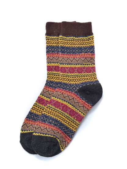 Rufia - 5 Pairs Bohemian Style Wool-Blend Socks
