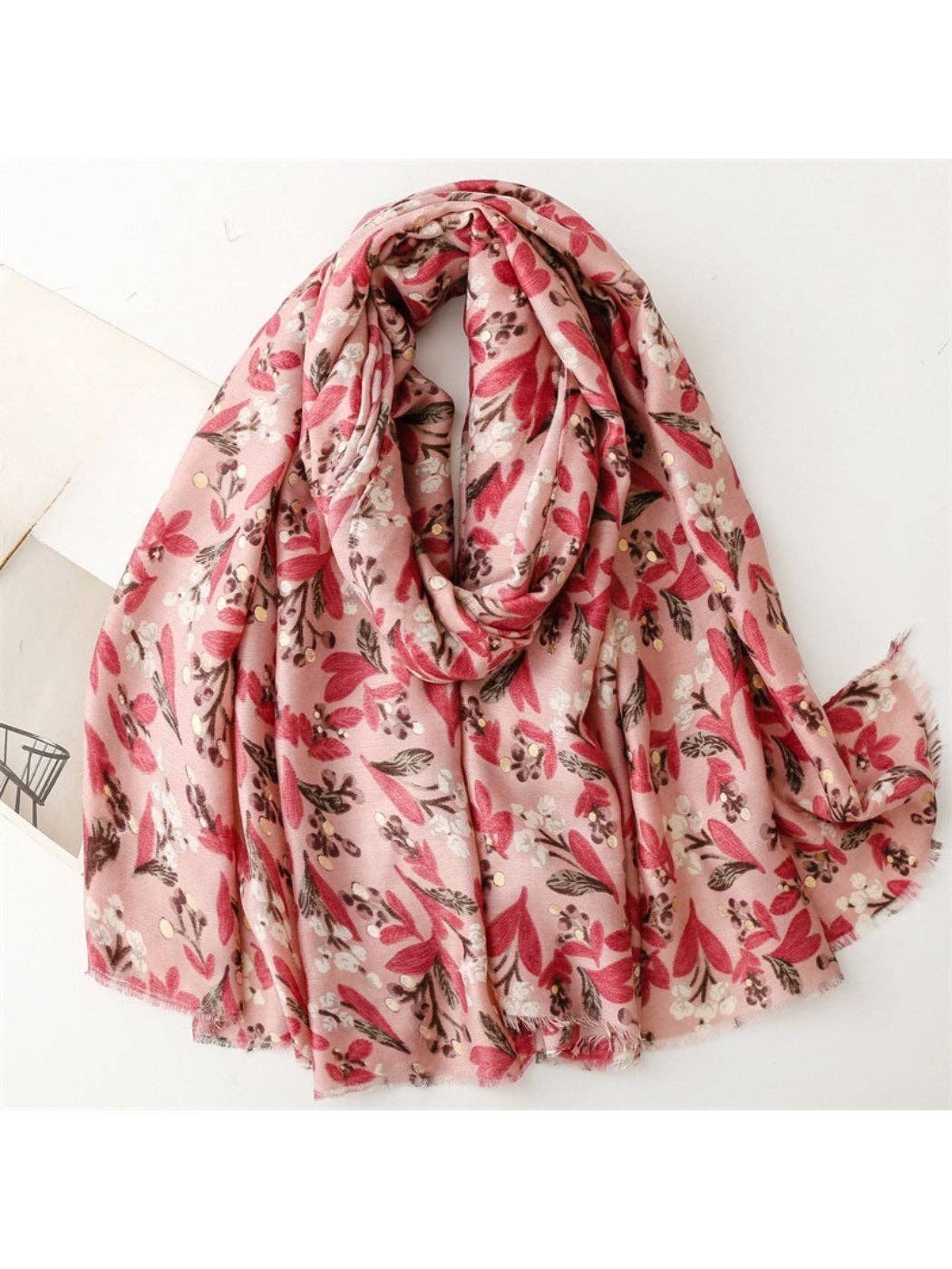 Pink Boho Floral Pattern Lightweight Scarvii Scarf & Shawl