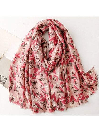 Pink Boho Floral Pattern Lightweight Scarvii Scarf & Shawl