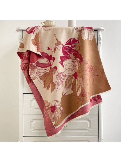 Scarvii - Reversible Camellia Jacquard Shawl: Yellow