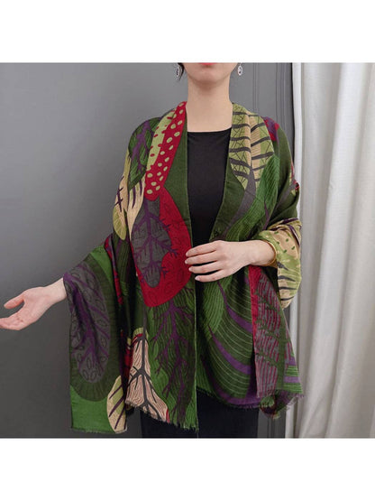 Scarvii - Abstract Botanical Patchwork Scarf: Black