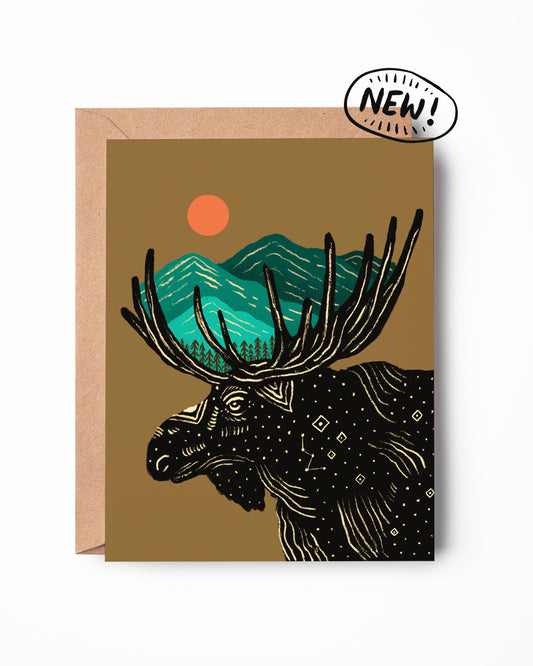 Midnight Moose Greeting Card