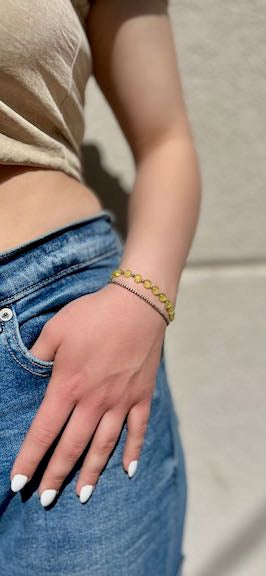 Yellow Citrine & Silver Beaded Gemstone Bracelet