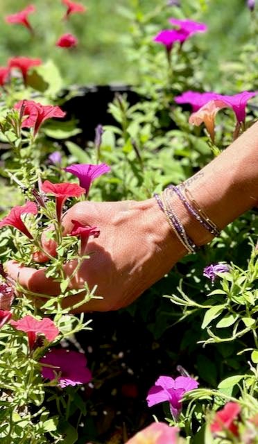 Amethyst & Gold or Silver Stretchy Gemstone Wrap Bracelet