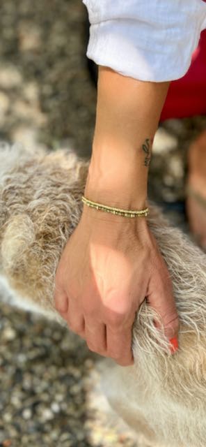 Green Garnet with Gold or Silver Stretchy Gemstone Wrap Bracelet