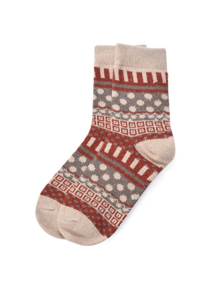 Rufia - 5 Pairs Bohemian Wool-Blend Socks Set: 7028 / ONE SIZE