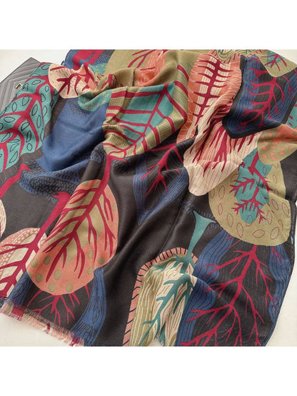 Scarvii - Abstract Botanical Patchwork Scarf: Yellow
