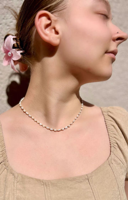 Classic Freshwater Rice Pearl  Silver or Gold Necklace