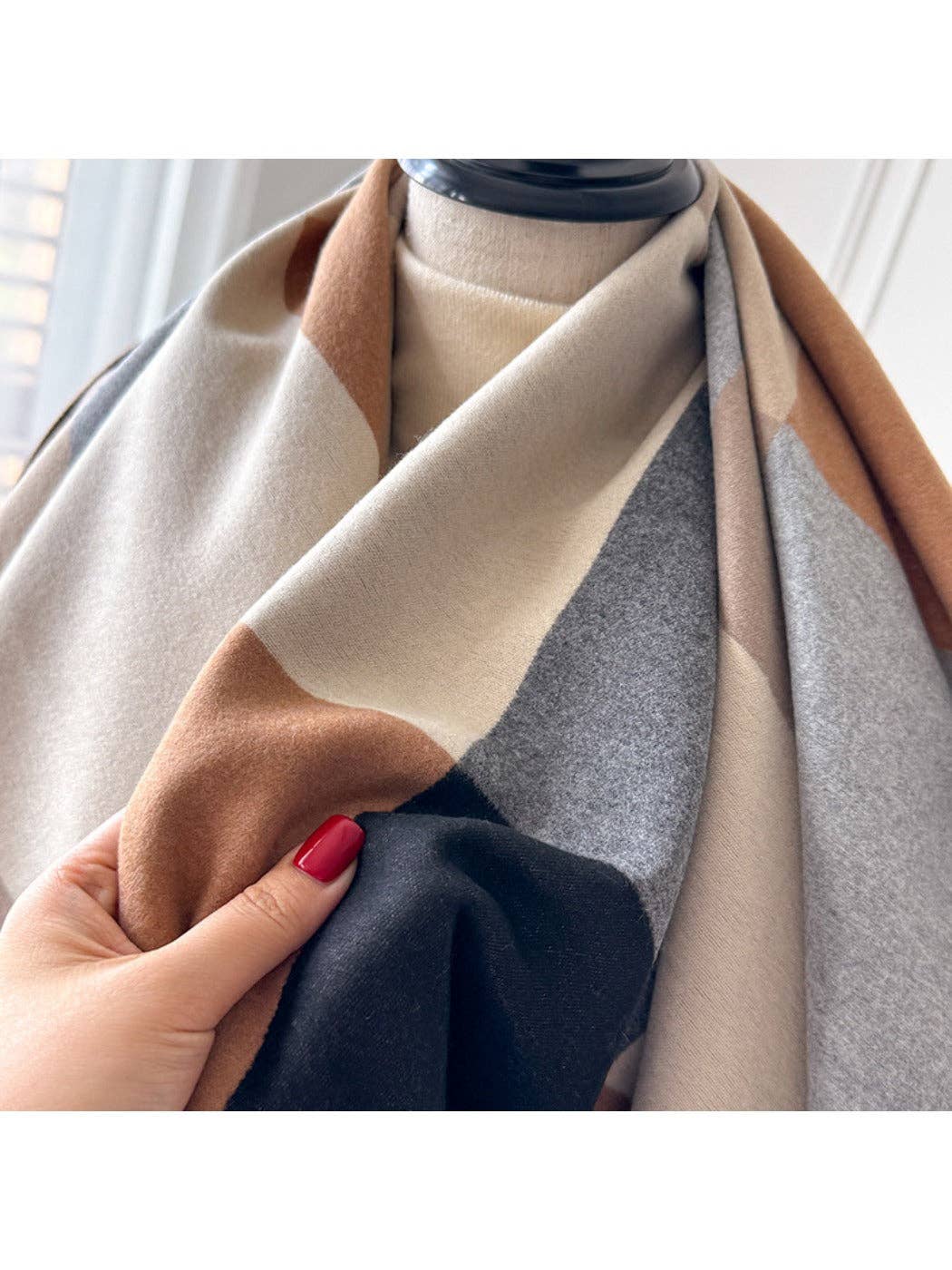 Shades of Pink, Cream & Grey Plaid Scarvii Warm Scarf & Shawl