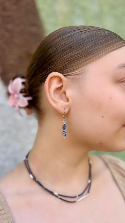 Vibrant Blue Kayanite Gemstone Dangle Earrings
