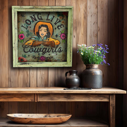 Long Live Cowgirls Square Framed Canvas: Extra Small - 10"