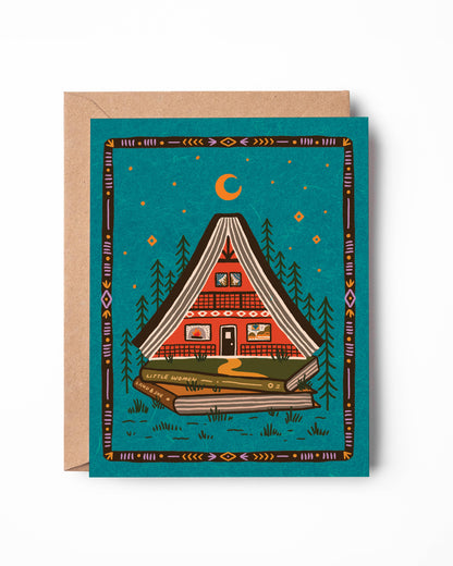 Red A-Frame Book Nook Greeting Card