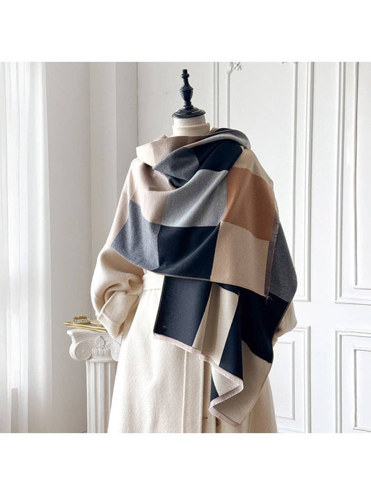 Shades of Pink, Cream & Grey Plaid Scarvii Warm Scarf & Shawl