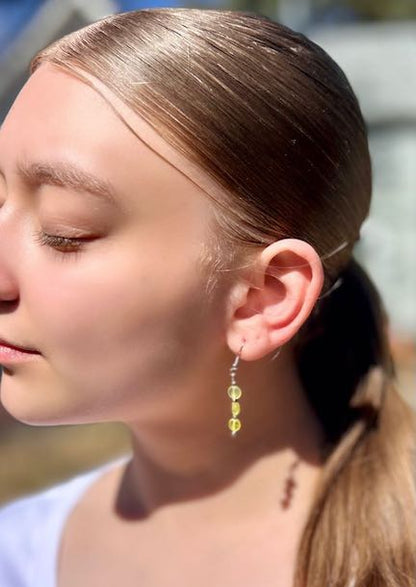 Yellow Citrine Gemstone Beaded Dangle Earrings