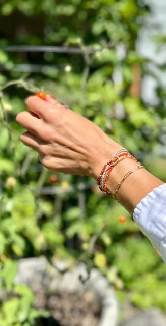 Carnelian with Gold or Silver Stretchy Gemstone Wrap Bracelet