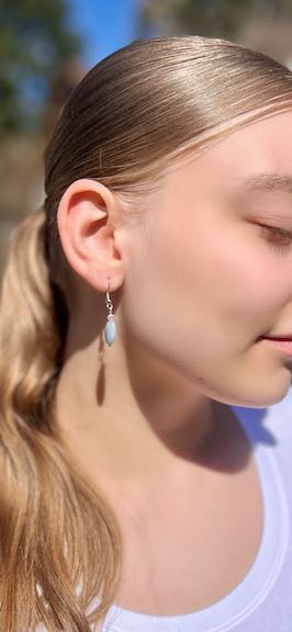 Light Blue Angelite Gemstone Pendant Earrings