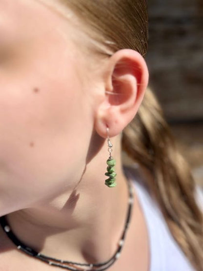 Vibrant Green Chrome Diopside Gemstone Dangle Earrings