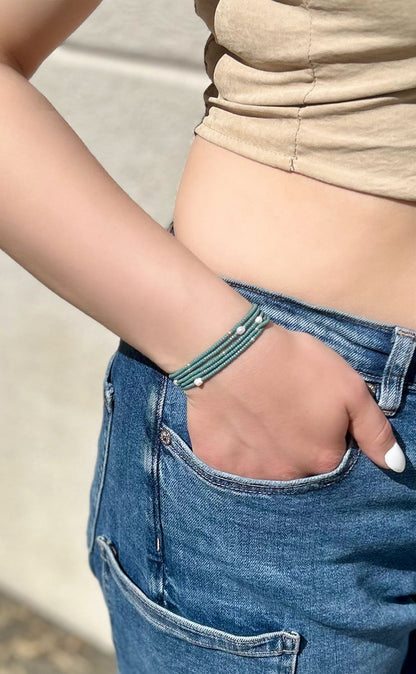 Pale Blue 2-in-1 Seed Bead & Freshwater Pearl Bracelet/Necklace