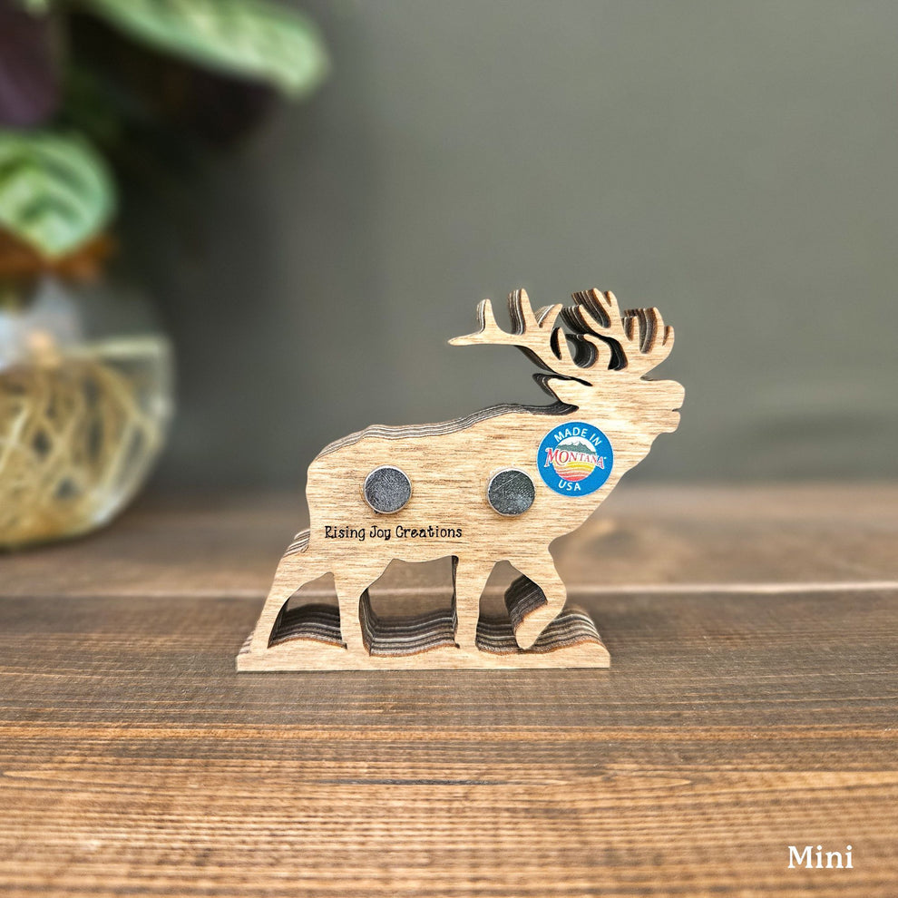 3D Wood Mini Elk Sculpture Magnet