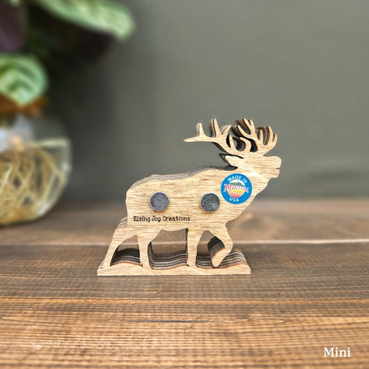 3D Wood Mini Elk Sculpture Magnet