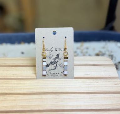 Whites Mix & Silver or Gold Tila Bead Dangle Earrings – Handmade Boho Jewelry