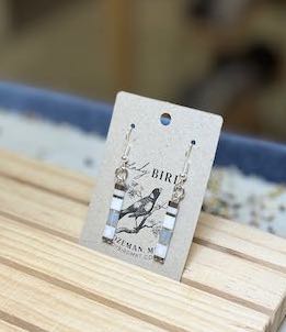 Whites Mix & Silver or Gold Tila Bead Dangle Earrings – Handmade Boho Jewelry