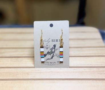 Retro Rainbow Mix Miyuki Tila Bead Dangle Earrings