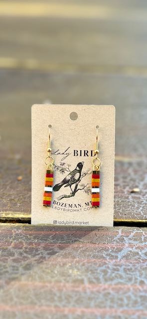 Mixed Southwestern Patterned Tila Bead Dangle Earrings