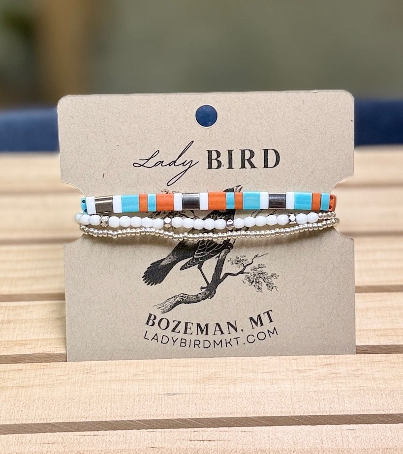 Retro Silver Special Tila Bead Bracelet Set