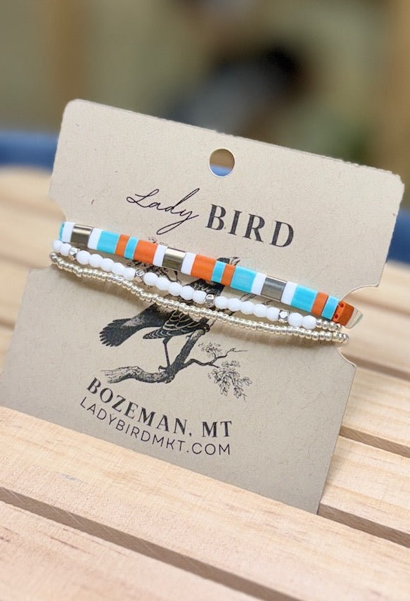 Retro Silver Special Tila Bead Bracelet Set