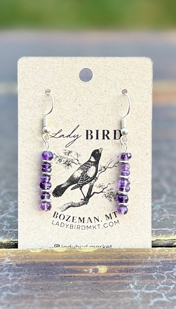 Amethyst Chip Cairn Gemstone Earrings – Gold or Silver