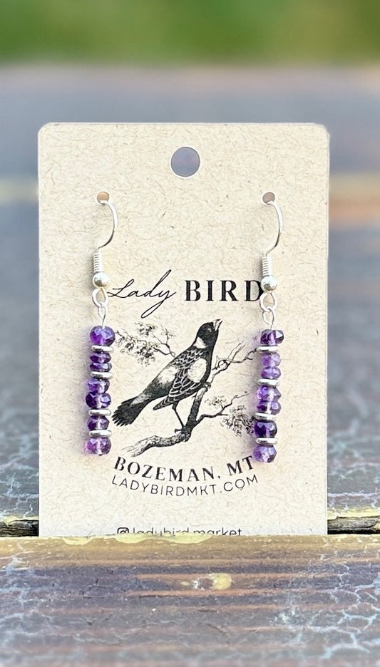 Amethyst Chip Cairn Gemstone Earrings – Gold or Silver