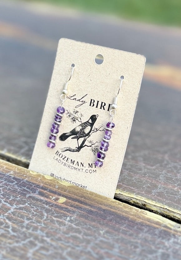 Amethyst Chip Cairn Gemstone Earrings – Gold or Silver