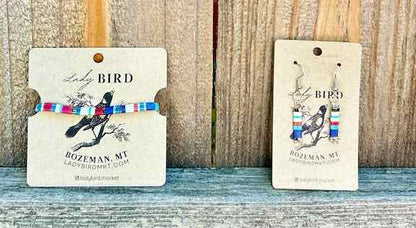 Stars n' Stripes Beaded Tile Bead Dangle Earrings