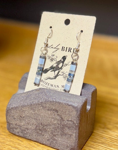 Mixed Grey Tila Bead Earrings – Light & Steel Grey Miyuki Glass