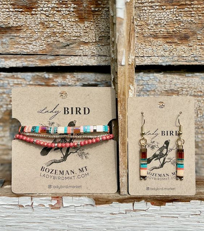 Funky Harvest-Hued Handmade Boho Tila Bead Dangle Earrings