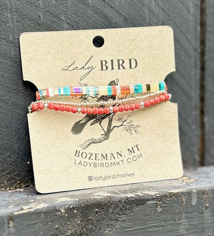 Funky Harvest- Hued Boho Tila Bead Stacked Bracelet Set