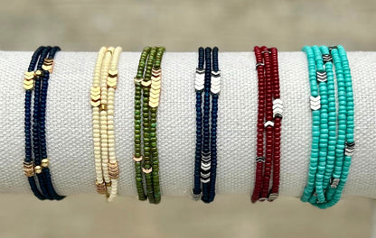 Silver Arrow & Turquoise 5-Wrap Boho Beaded Bracelet