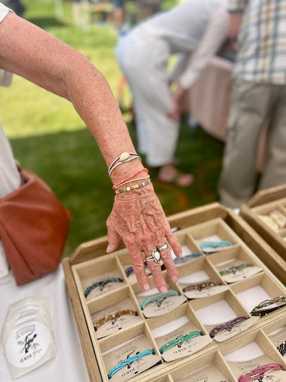 Orange Harvest Sunset Tila Bead Bracelet Set | Handmade Stretchy Boho Wrap Set