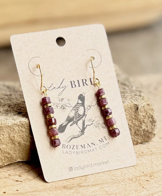 Purple Lepidolite Gemstone Dangle Earrings with Gold or Silver Accents